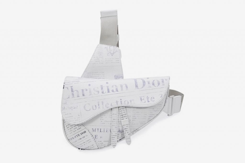 dior newspaper print saddle bag